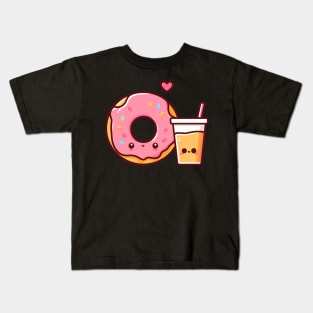 Cute Kawaii Donut and Mango Milkshake | Food Design for Kawaii Lovers Kids T-Shirt